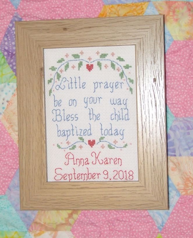 Baptismal Cross Stitch Finished!